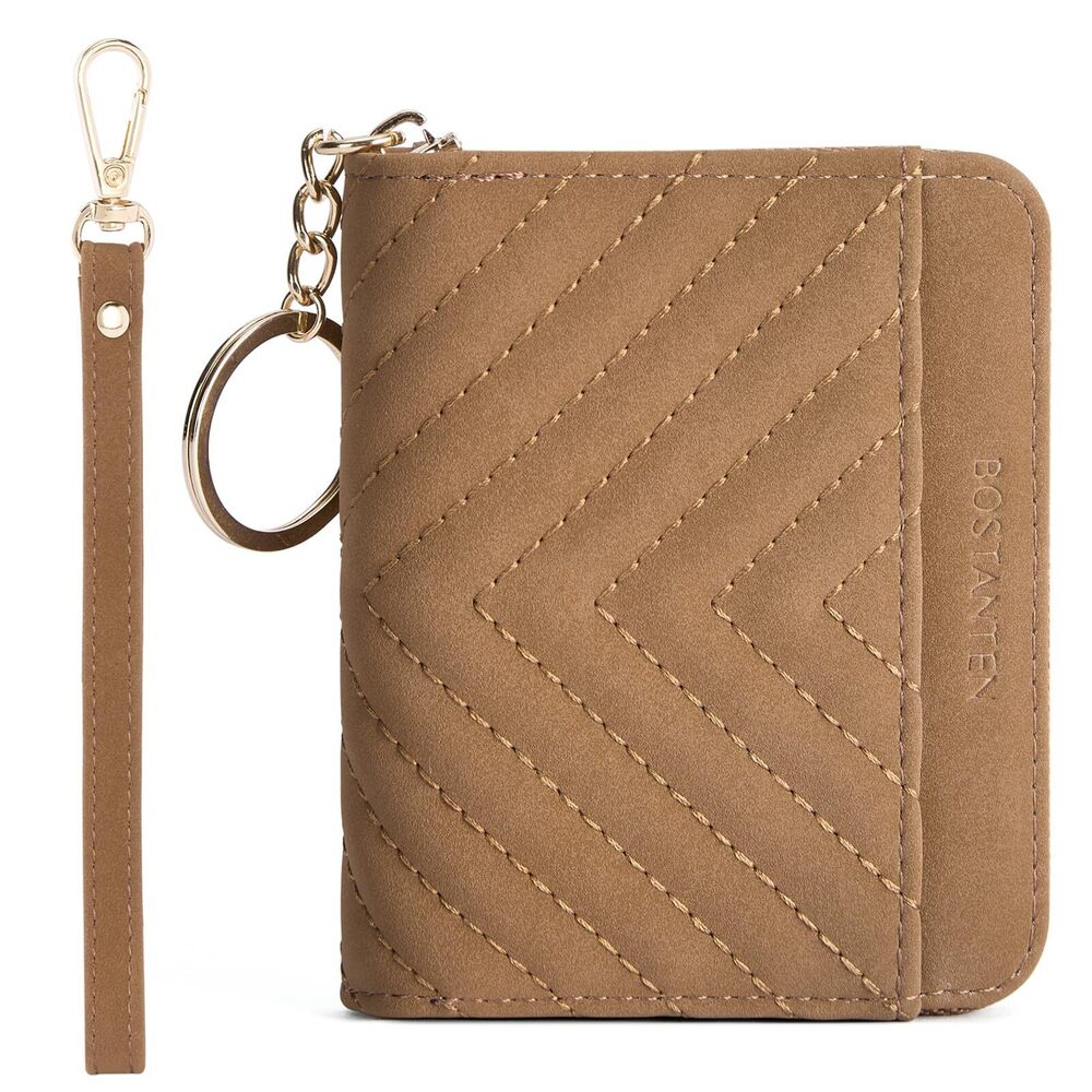 4518 Credit Card Holder Wallet RFID Blocking Leather Small Wallet Zipper